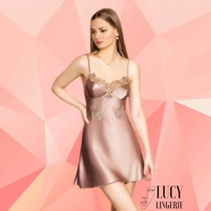 nuisette vieux rose en satin et dentelle
