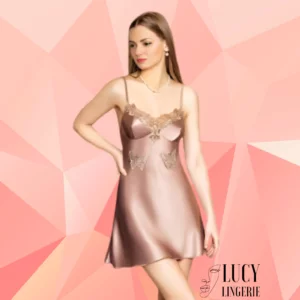 nuisette vieux rose en satin et dentelle
